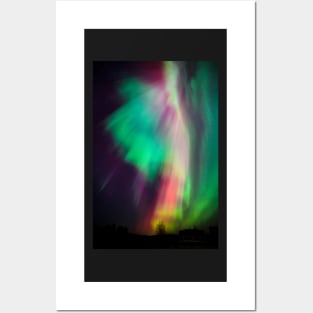 Beautiful multicolored northern lights in Finland Posters and Art